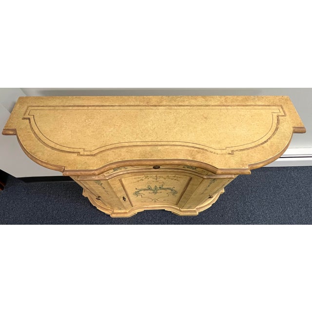 Italian Decorative Crafts Venetian Demi Lune Console Cabinet - Made in Italy For Sale - Image 3 of 12