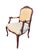 Ethan Allen Ethan Allen French Louis XV Style Carved Cherry Armchair in Cream Damask For Sale - Image 4 of 11