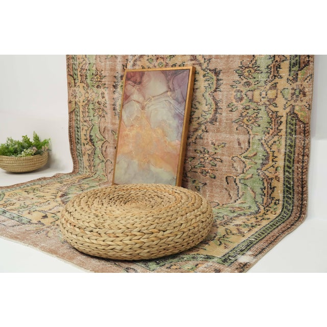 1970s Vintage Turkish Handmade Wool Cotton Brown Area Rug For Sale - Image 4 of 13