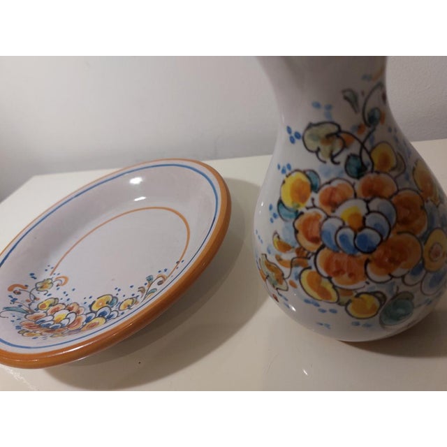 Hand-Painted Ceramic Plate and Jug Set from Lufeco, 1960s, Set of 2 For Sale - Image 9 of 16