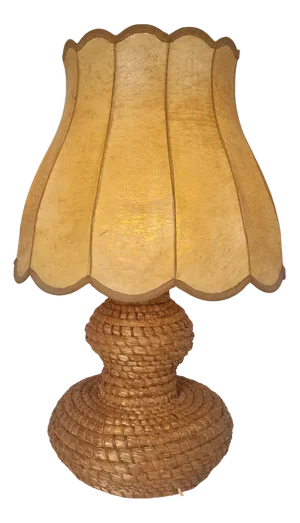 Large Mid-Century Turned Wicker Table Lamp, 1960s