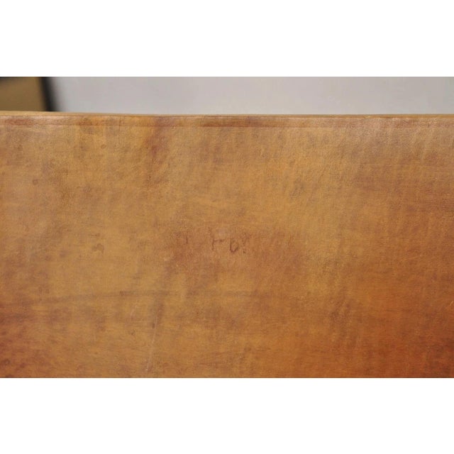 Mid 20th Century Costa Rican Campaign Style Teak Brown Leather Folding Rocker Rocking Chair For Sale In Philadelphia - Image 6 of 12