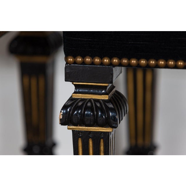 Set of 19th Century French Ebonised & Gilt Velvet Stools, 1870 For Sale - Image 10 of 15