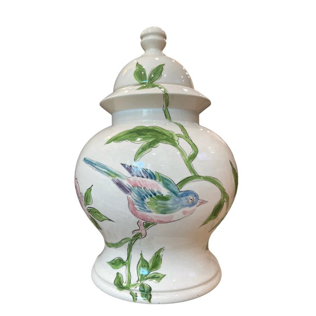 Chinoiserie Vintage Italian Bird and Butterfly Ginger Jar For Sale - Image 3 of 13