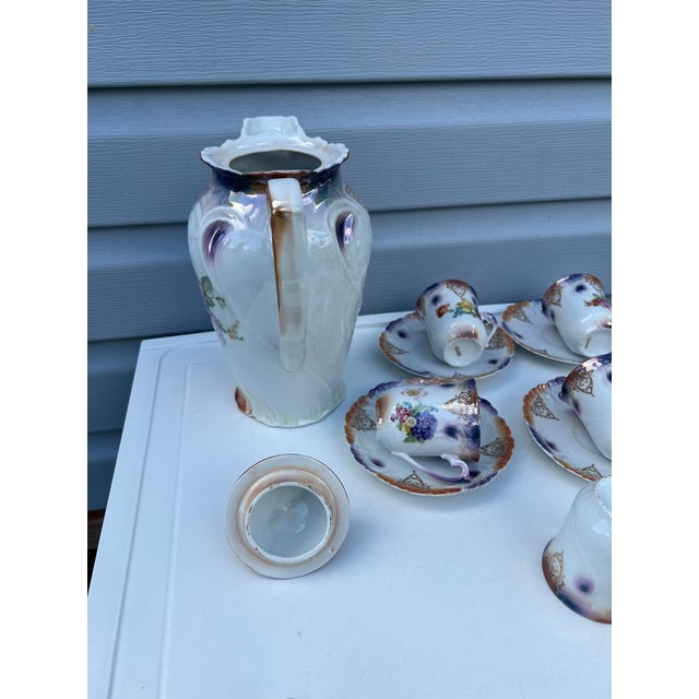 White Antique Floral Porcelain Tea Set - 11 Pc For Sale - Image 8 of 8