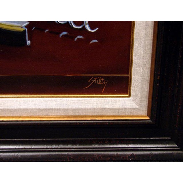 Impressionist Thomas Stiltz "Sharing a Passion" Original Oil Painting, Framed, Red Wine For Sale - Image 3 of 3