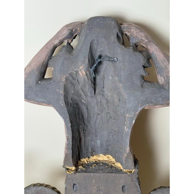 Large Mid-Century Mermaid Wall Relief Sculpture with Hand-Painted Polychrome Gilt, 1950s For Sale - Image 12 of 18