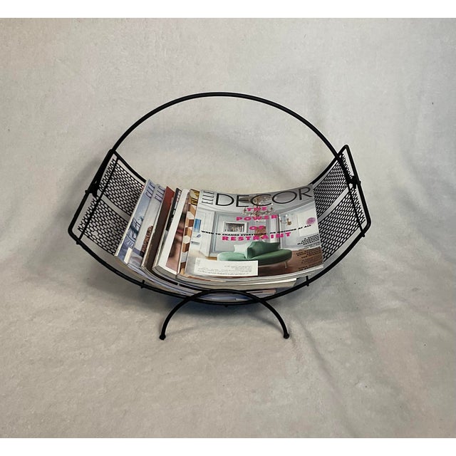 1950s Wrought Iron Magazine Rack Mid Century Modern For Sale - Image 10 of 12