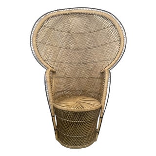 Vintage Wicker and Rattan Peacock Chair, 1960s-1970s For Sale