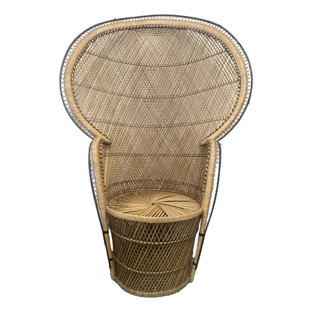 Vintage Wicker and Rattan Peacock Chair, 1960s-1970s For Sale