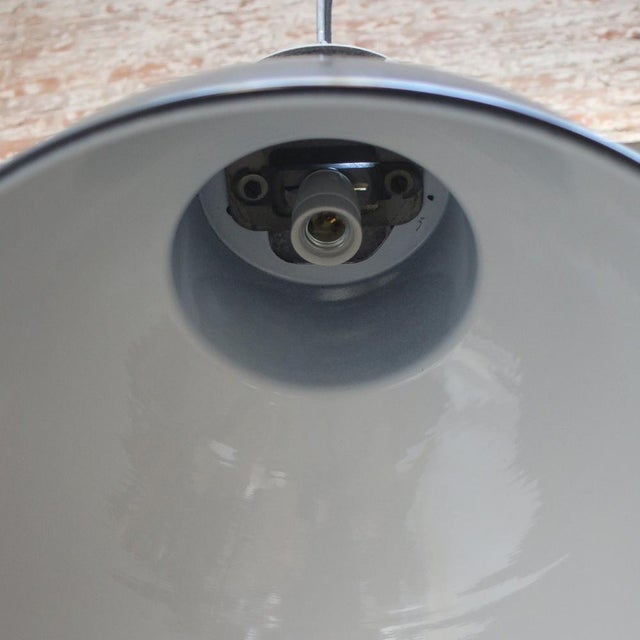 Vintage Industrial Blue Enamel Pendant Light by Mazda For Sale - Image 6 of 7