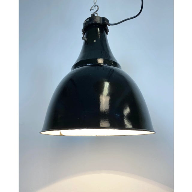 Industrial Bauhaus Black Enamel Pendant Lamp, 1930s For Sale - Image 9 of 12