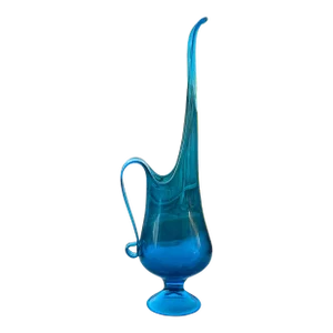 1960’s Vintage Le Smith Peacock Blue Hand Swung Ewer