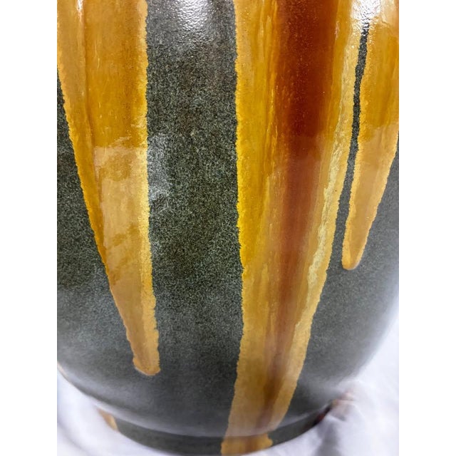 Mid-Century Modern 1960s Tall Ceramic Drip Glaze Midcentury Table Lamps - a Pair For Sale - Image 3 of 4