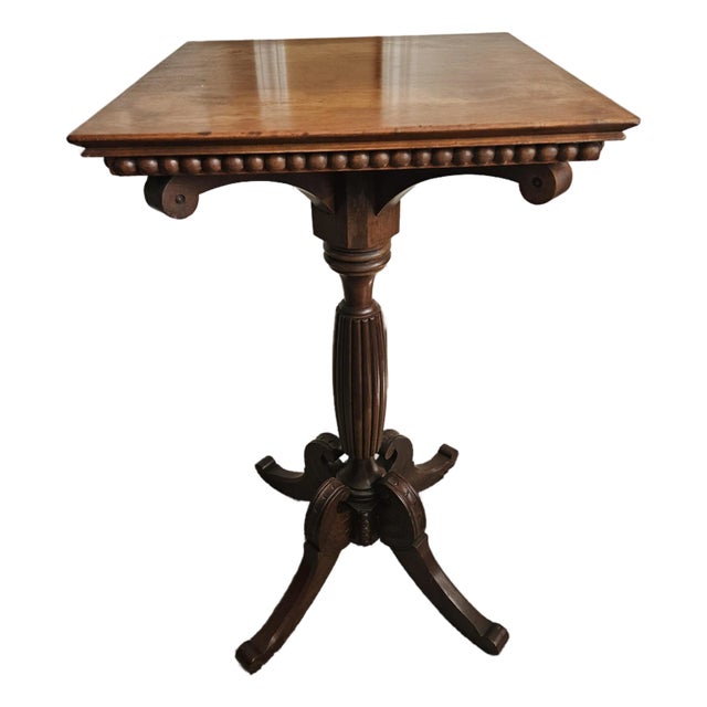 Vintage Carved Wood Pedestal Stand For Sale