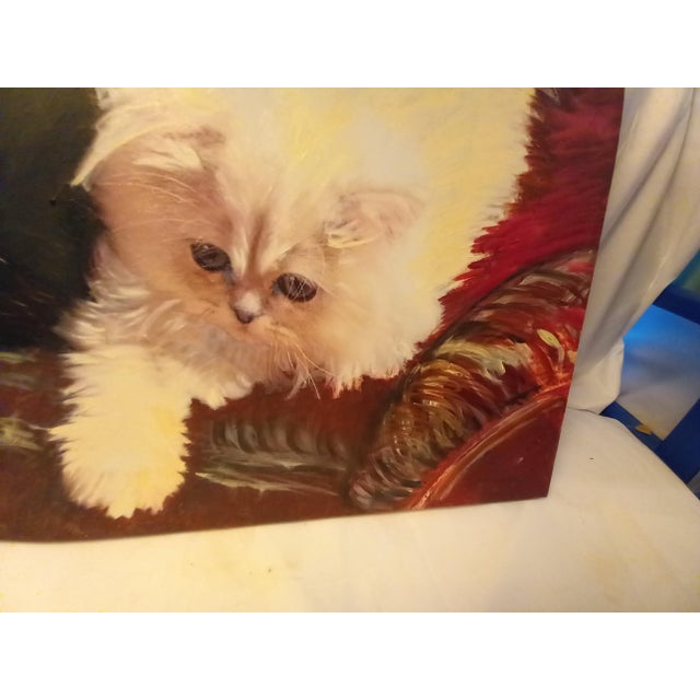 White Himalayan Cat 18"x24" Oil Painting For Sale - Image 4 of 6