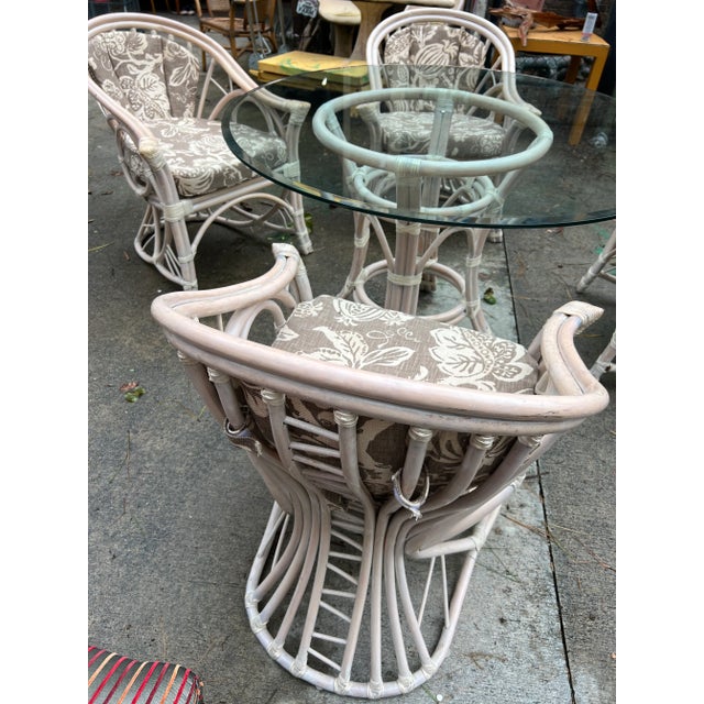 1970s Vintage Bamboo Dining Set of 5 For Sale - Image 4 of 11