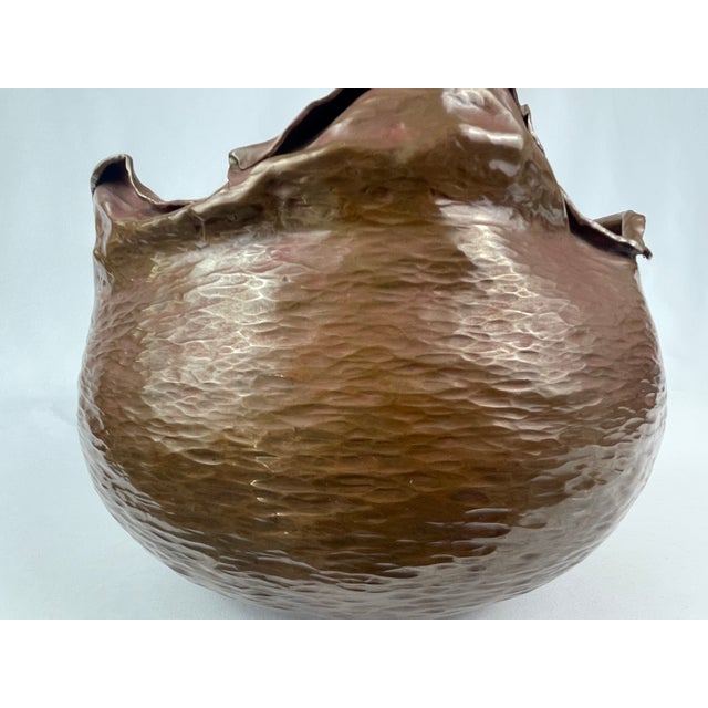 Metal 1980's Hammered Copper Vessel Vase by Pacific Northwest Artist Greg Wilbur For Sale - Image 7 of 12