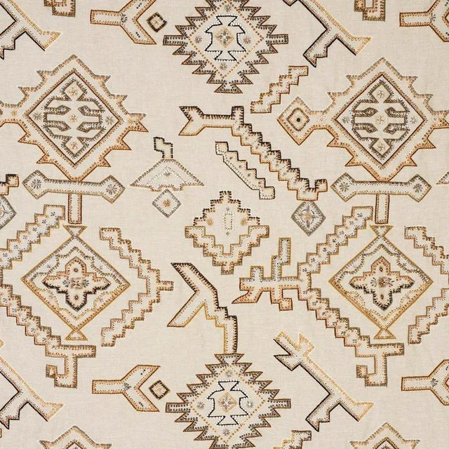 Contemporary Sample - Schumacher Ezma Embroidery Fabric in Neutral For Sale - Image 3 of 3