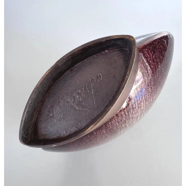 Brown Rare Italian Studio Del Campo Bronze Enamel Vase C. 1960s For Sale - Image 8 of 9