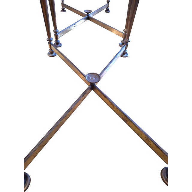 Metal A Pair of Mid 20th century Maison Jansen-Inspired Brass and Glass Side Tables For Sale - Image 7 of 8