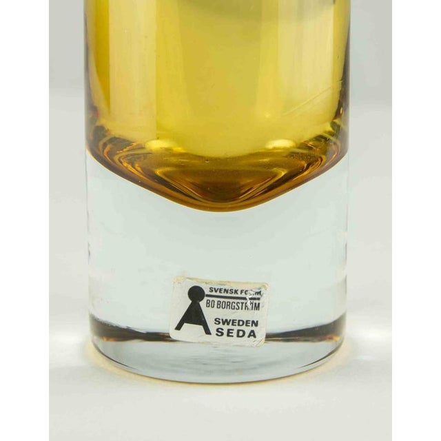 Vintage Swedish Aseda Yellow Glass Bamboo Shape Vase, 1960s For Sale - Image 3 of 5