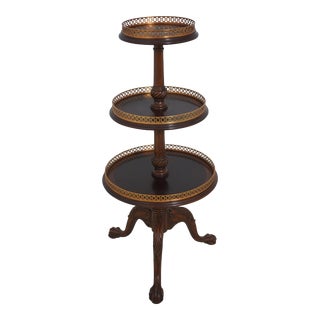 Maitland Smith 3 Tier Clawfoot Mahogany Occasional Table For Sale