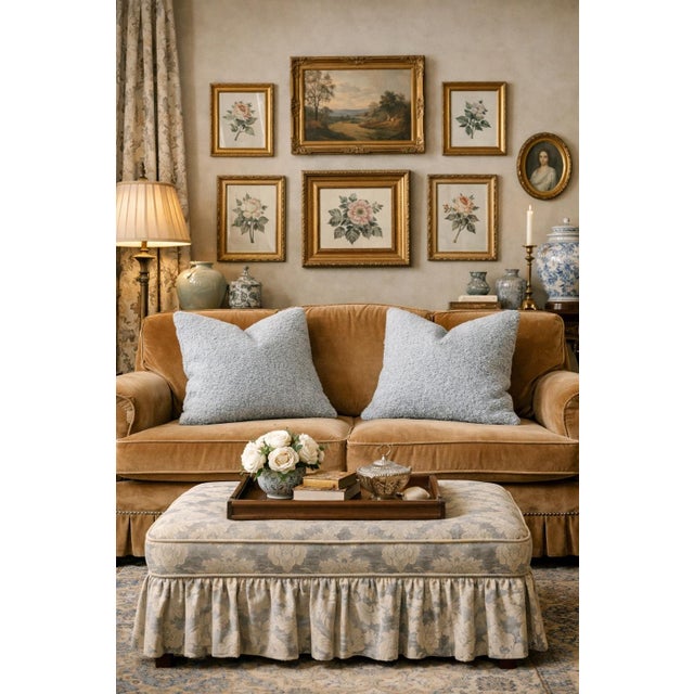 Pottery Barn Pair of Blue‑Gray Bouclé 20” Pillow Covers, 20” X 20”, Hidden Zippers - Great for Grandmillennial, Coastal, Modern & Cottage Core - See Pics! For Sale - Image 4 of 9