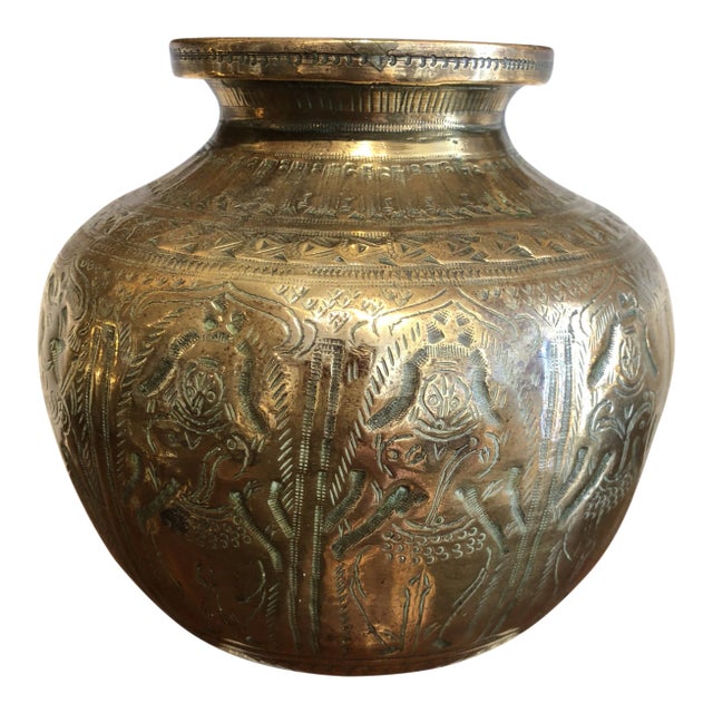 19th Century Asian Antique Cast Brass Vessel For Sale