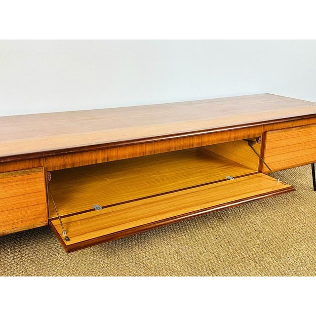 Low Scandinavian Sideboard in Teak with Hairpin Legs, 1960s For Sale - Image 11 of 18