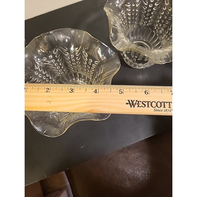 Transparent Vintage Ruffled Lamp Shades Pressed Glass 19th Century For Sale - Image 8 of 10