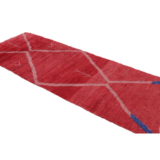 Rug & Kilim Vintage Moroccan Runner Rug in Red With Pink Geometric Pattern, From Rug & Kilim For Sale - Image 4 of 7