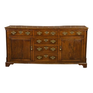 English 1820s Georgian Period Oak Dresser Base with Doric Semi Columns For Sale