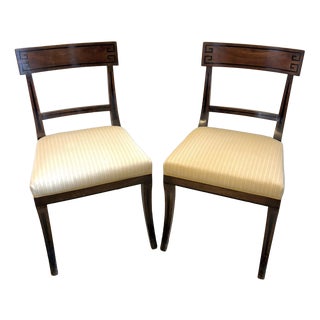 Antique English Regency Mahogany Klismos Side Chairs, 1820s, Set of 2 For Sale
