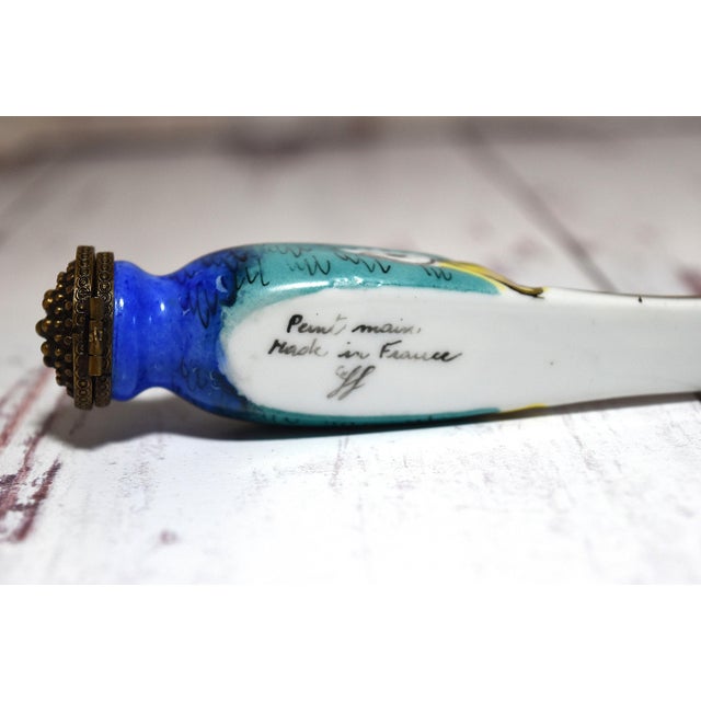 Metal Vintage Limoges Mallard Duck Bill Head Porcelain Trinket Box France For Sale - Image 7 of 13