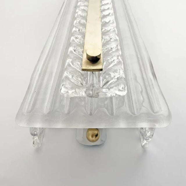 Gold Art Deco Brass and Textured Murano Glass Sconces, 2000s, Set of 2 For Sale - Image 8 of 11