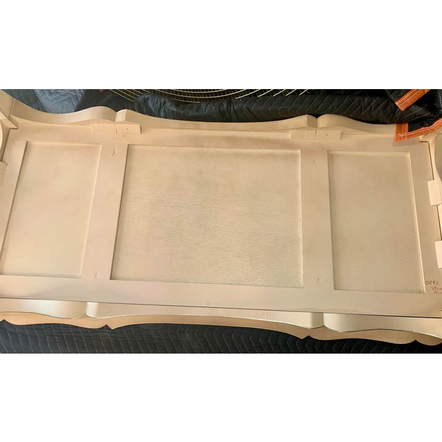 Vintage John Widdicomb Factory Custom Blush Pink Louis XV Style Tooled Leather Top Writing Desk For Sale - Image 10 of 11