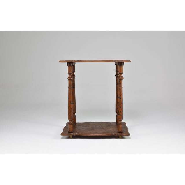1900's Japanese Sculpted Wooden Tea Table For Sale - Image 4 of 12