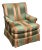 Green & Coral Striped Upholstered Club Chair, Palm Beach Style For Sale