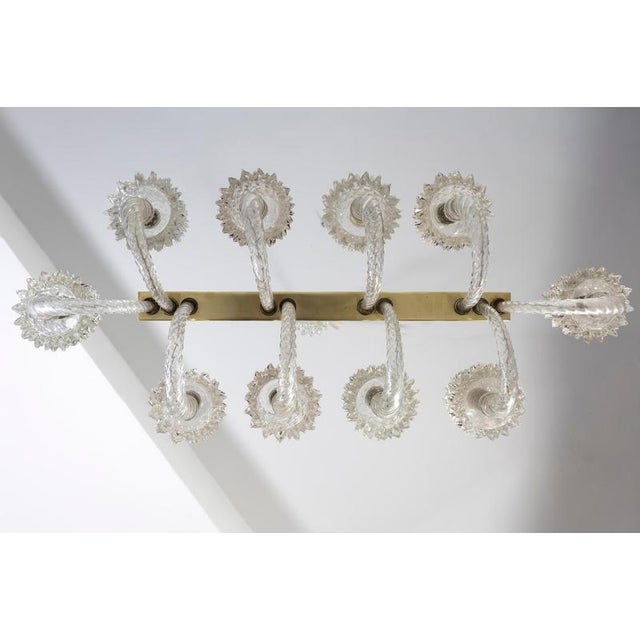 Glass Vintage Art Deco Murano Glass Chandelier by Ercole Barovier, 1940 For Sale - Image 7 of 11