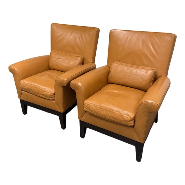Ted Boerner Intermezzo Leather Lounge Armchairs, Pair For Sale
