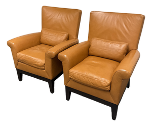 Ted Boerner Intermezzo Leather Lounge Armchairs, Pair