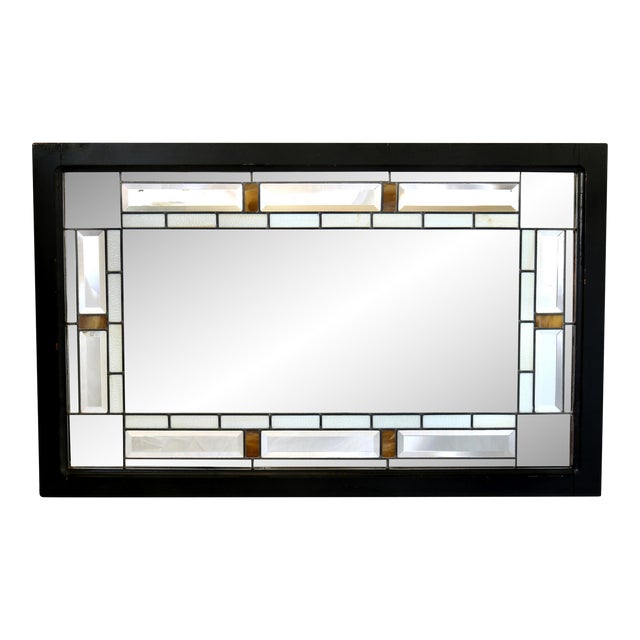1970s Stained Glass Beveled Mirror For Sale