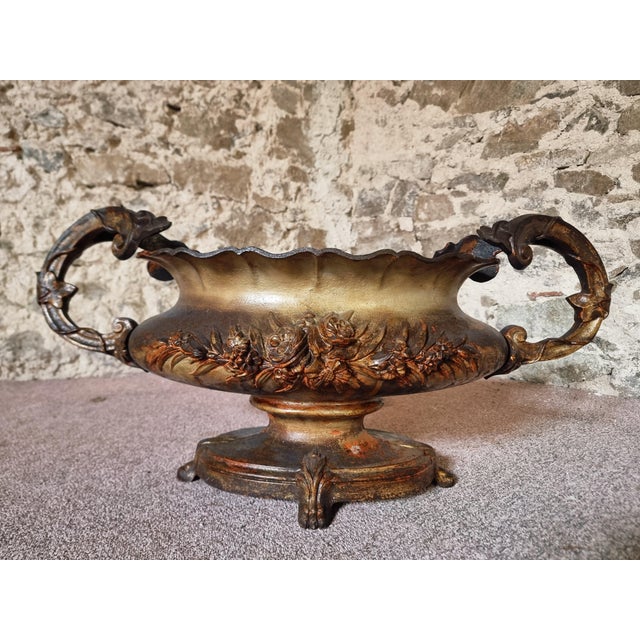 Large Antique Cast Iron Jardinière on Foot, France, 1900s For Sale - Image 12 of 12