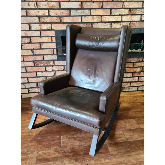 Handcrafted Leather Rocking Chair from BW Bielefelder Werkstätten, Germany, 2010s For Sale - Image 11 of 12