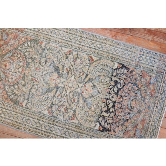Persian Early 20th Century Persian Lilihan Worn Mini Rug - 2'1" x 3'7" For Sale - Image 3 of 5
