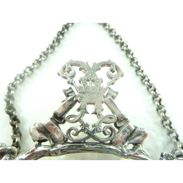 Mid 19th Century Victorian English Sterling Silver Decanter Label | Earl's Coronet Motif | London 1866 For Sale - Image 5 of 8