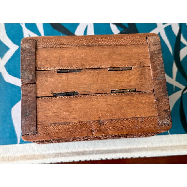 1940s Hand-Carved Wooden Cigarette Dispenser Box For Sale - Image 10 of 11