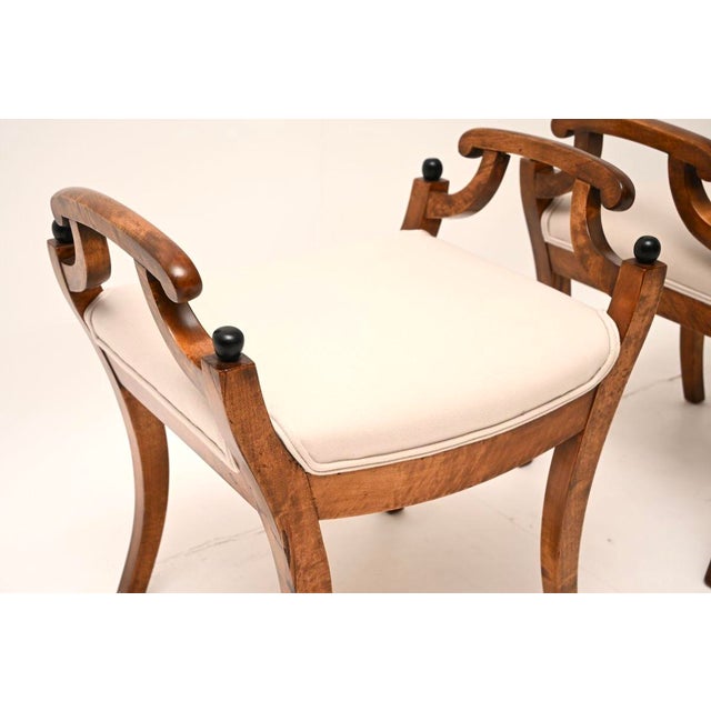 Antique Biedermeier Swedish Satin Birch Stools, 1890, Set of 2 For Sale - Image 4 of 9