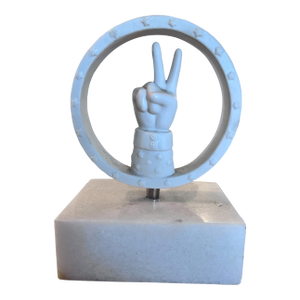 Jonathan Adler Marble Peace Sign Sculpture on Marble Base
